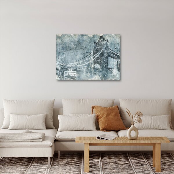 Obraz - Tower Bridge w chłodnych odcieniach (70x50 cm)