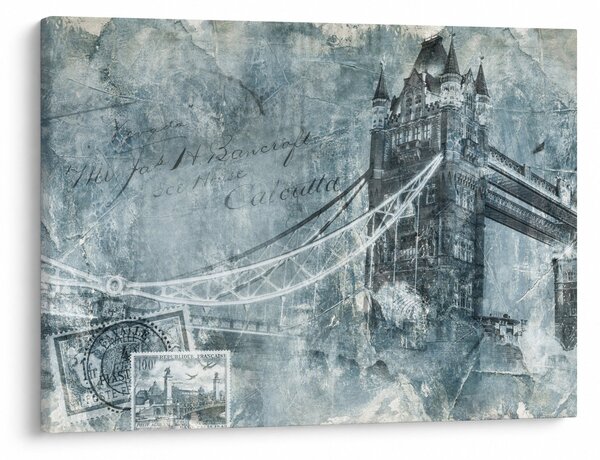 Obraz - Tower Bridge w chłodnych odcieniach (70x50 cm)