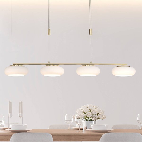 Q-Smart-Home Inteligentna lampa wisząca Q-ETIENNE, możliwość ściemniania, mosiężny / złoty, salon / jadalnia, aluminium