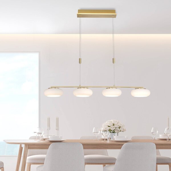 Q-Smart-Home Inteligentna lampa wisząca Q-ETIENNE, możliwość ściemniania, mosiężny / złoty, salon / jadalnia, aluminium