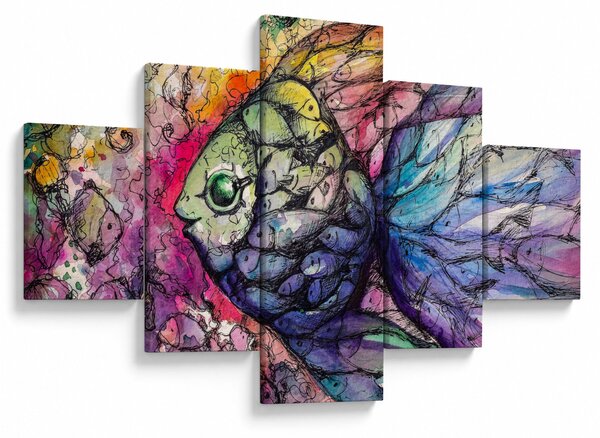 Obraz - Kolorowa rybka (125x70 cm)