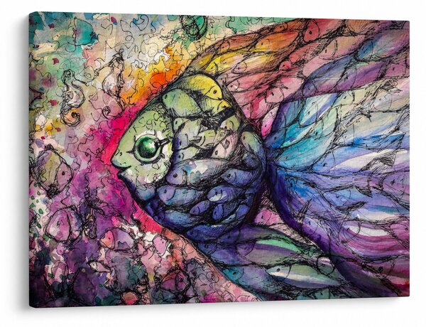 Obraz - Kolorowa rybka (70x50 cm)