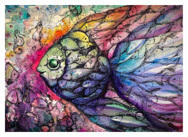 Obraz - Kolorowa rybka (70x50 cm)