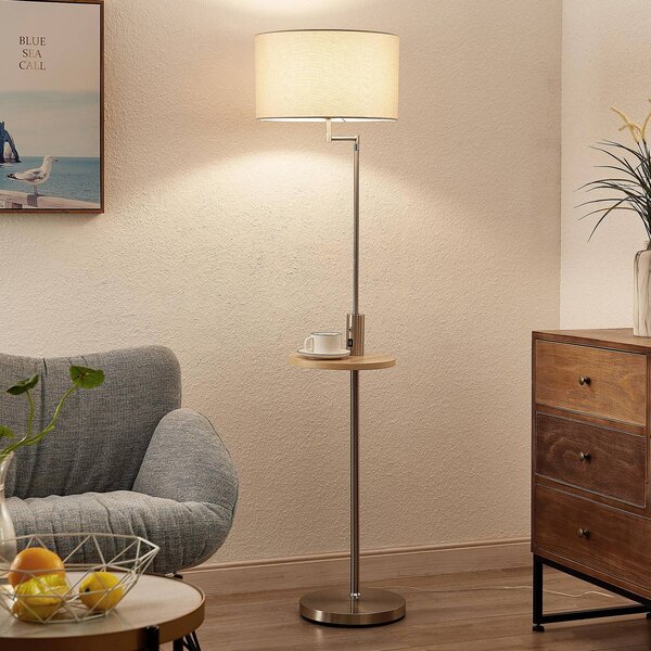 Lampa stojąca Zinia Lindby, aluminiowy / szary / cynkowy, salon / jadalnia, metal, nowoczesny