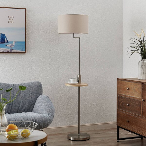 Lampa stojąca Zinia Lindby, aluminiowy / szary / cynkowy, salon / jadalnia, metal, nowoczesny