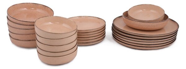 24-częściowy zestaw różowych porcelanowych naczyń Kütahya Porselen Pearl