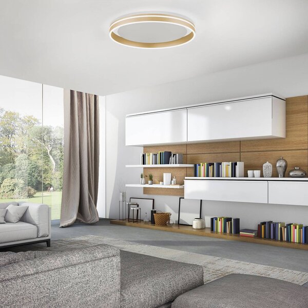 Q-Smart-Home Inteligentna lampa sufitowa Q-Vito, możliwość ściemniania, mosiężny / złoty, salon / jadalnia, metal, nowoczesny
