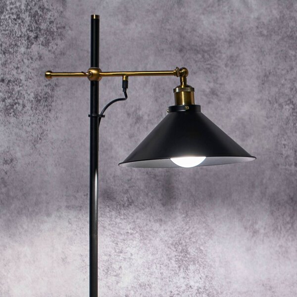 Globo Lampa stojąca Lenius, czarny, salon / jadalnia, metal, industrialny