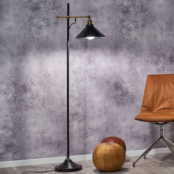 Globo Lampa stojąca Lenius, czarny, salon / jadalnia, metal, industrialny