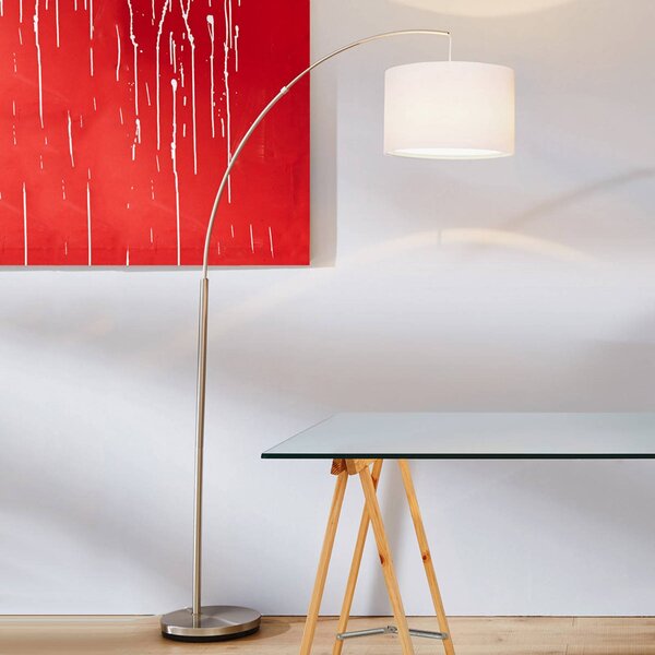 Brilliant Lampa łukowa - lampa stojąca CLARIE, aluminiowy / szary / cynkowy, salon / jadalnia, metal, nowoczesny
