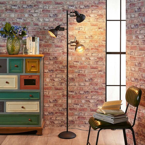 Lampa stojąca Lilly Lindby, czarny, salon / jadalnia, metal, industrialny