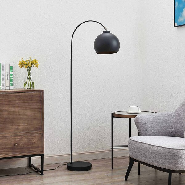 Lampa łukowa - lampa stojąca Minali Lindby, czarny, salon / jadalnia, metal, nowoczesny