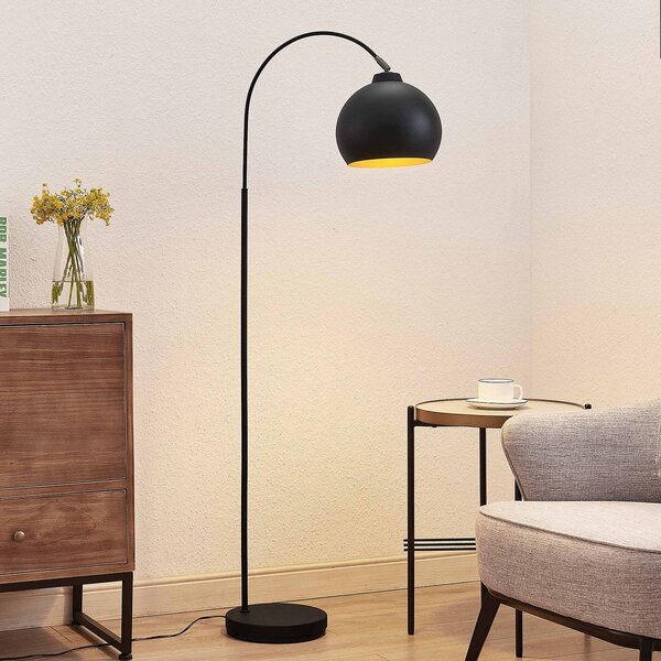 Lampa łukowa - lampa stojąca Minali Lindby, czarny, salon / jadalnia, metal, nowoczesny