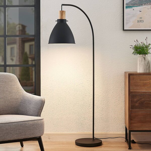 Lampa stojąca Trebale Lindby, czarny, salon / jadalnia, metal, skandynawski