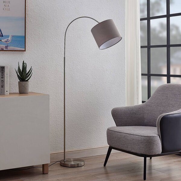 Lampa łukowa - lampa stojąca Keriba Lindby, aluminiowy / szary / cynkowy, salon / jadalnia, metal, nowoczesny