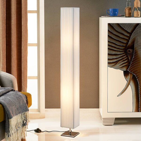 Lampa stojąca Janno Lindby, biały / opal, salon / jadalnia, tkanina / materiał / jedwab, nowoczesny
