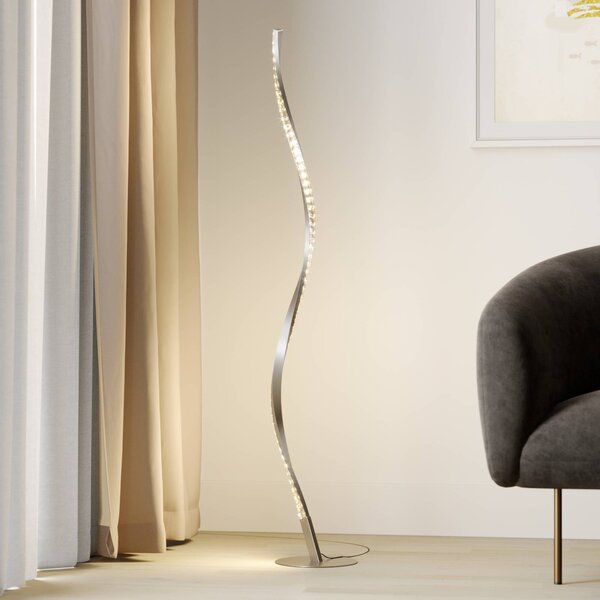 Lampa stojąca LED Criostal Lindby, możliwość ściemniania, aluminiowy / szary / cynkowy, salon / jadalnia, aluminium, nowoczesny
