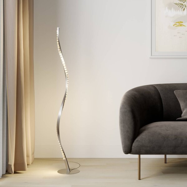 Lampa stojąca LED Criostal Lindby, możliwość ściemniania, aluminiowy / szary / cynkowy, salon / jadalnia, aluminium, nowoczesny
