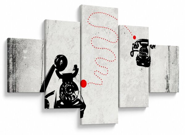 Obraz - Rysunek telefonu w stylu Banksy (125x70 cm)