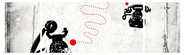 Obraz - Rysunek telefonu w stylu Banksy (170x50 cm)
