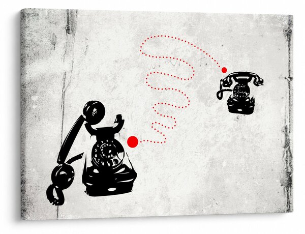 Obraz - Rysunek telefonu w stylu Banksy (70x50 cm)