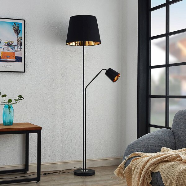 Lampa stojąca Efalia Lindby, czarny, salon / jadalnia, metal, nowoczesny