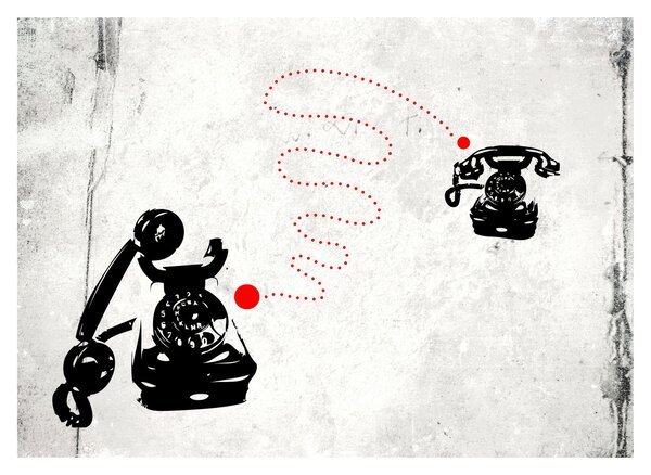Obraz - Rysunek telefonu w stylu Banksy (70x50 cm)
