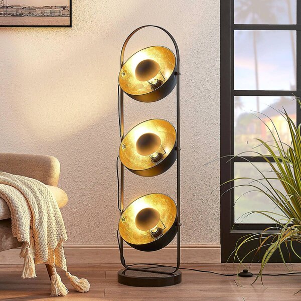 Lampa stojąca Muriel Lindby, czarny, salon / jadalnia, metal, nowoczesny