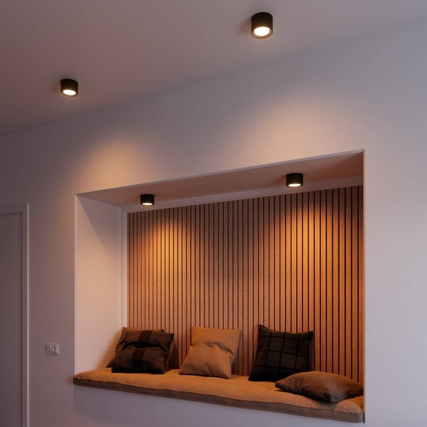 Nordlux Reflektor sufitowy LED Landon Smart, czarny, wysokość 8,2 cm możliwość ściemniania, czarny, salon / jadalnia, metal