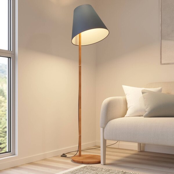 Lampa stojąca Jinda Lucande, niebieski, salon / jadalnia, tkanina / materiał / jedwab, skandynawski