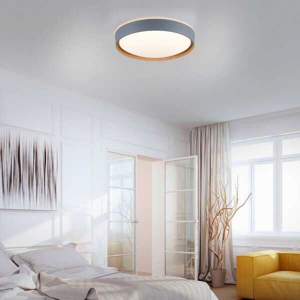Q-Smart-Home Inteligentna lampa sufitowa Q-EMILIA, możliwość ściemniania, aluminiowy / szary / cynkowy, salon / jadalnia, metal
