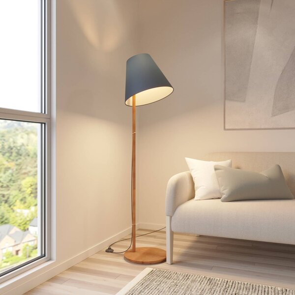 Lampa stojąca Jinda Lucande, niebieski, salon / jadalnia, tkanina / materiał / jedwab, skandynawski