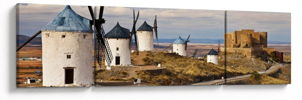 Obraz - Wiatraki Consuegra, Hiszpania (170x50 cm)