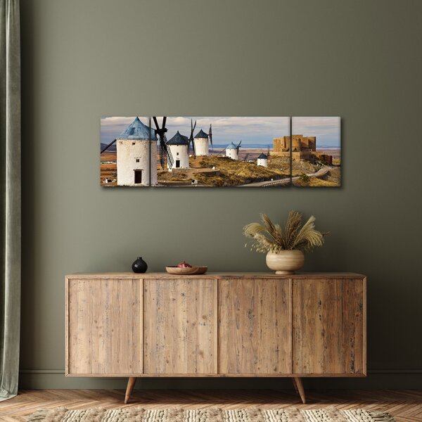 Obraz - Wiatraki Consuegra, Hiszpania (170x50 cm)