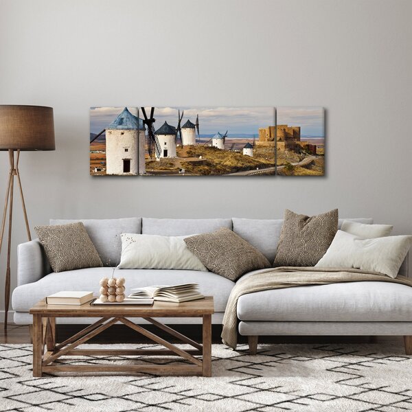 Obraz - Wiatraki Consuegra, Hiszpania (170x50 cm)