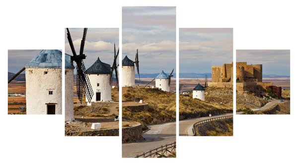 Obraz - Wiatraki Consuegra, Hiszpania (125x70 cm)