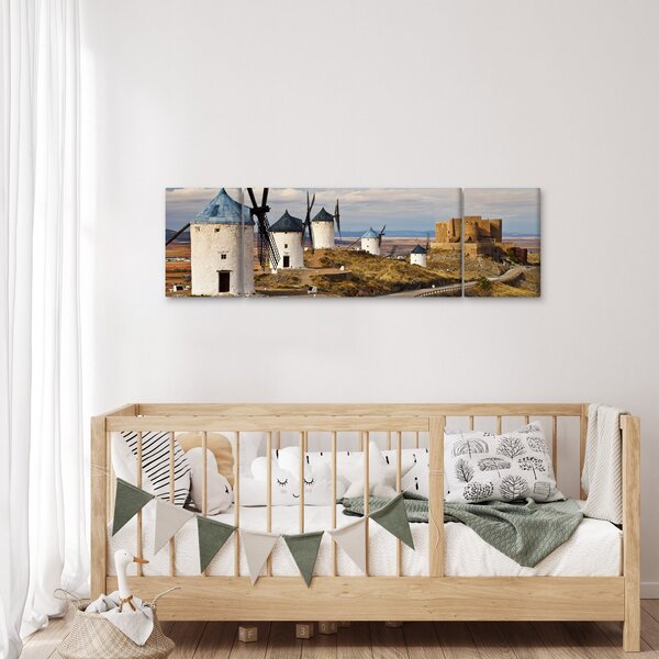 Obraz - Wiatraki Consuegra, Hiszpania (170x50 cm)