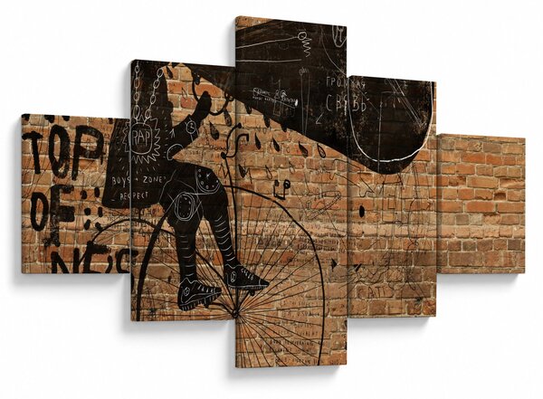 Obraz - Mężczyzna na rowerze w stylu Banksy (125x70 cm)