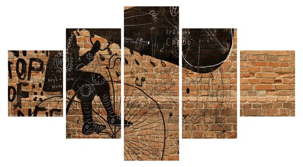Obraz - Mężczyzna na rowerze w stylu Banksy (125x70 cm)
