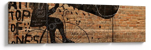 Obraz - Mężczyzna na rowerze w stylu Banksy (170x50 cm)
