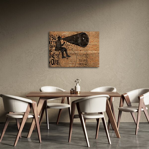 Obraz - Mężczyzna na rowerze w stylu Banksy (70x50 cm)
