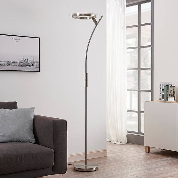 Lampa stojąca LED Darion Lindby, możliwość ściemniania, aluminiowy / szary / cynkowy, salon / jadalnia, metal, nowoczesny