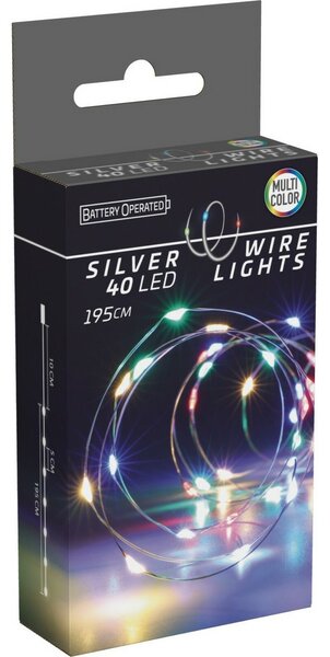 Drut świetlny Silver lights 40 LED, kolorowy, 195 cm