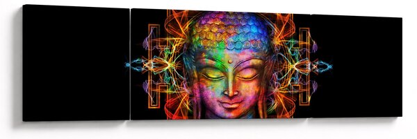 Obraz - Popiersie Buddy w neonowych kolorach (170x50 cm)