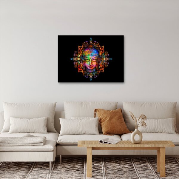 Obraz - Popiersie Buddy w neonowych kolorach (70x50 cm)