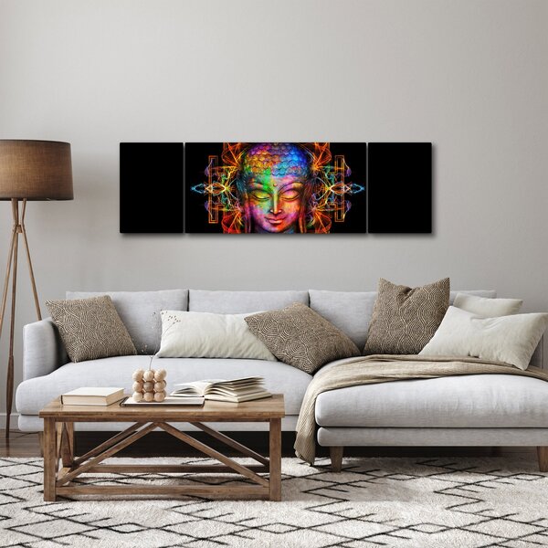Obraz - Popiersie Buddy w neonowych kolorach (170x50 cm)