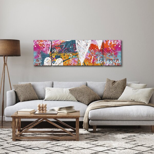 Obraz - Serce na abstrakcyjnym tle (170x50 cm)