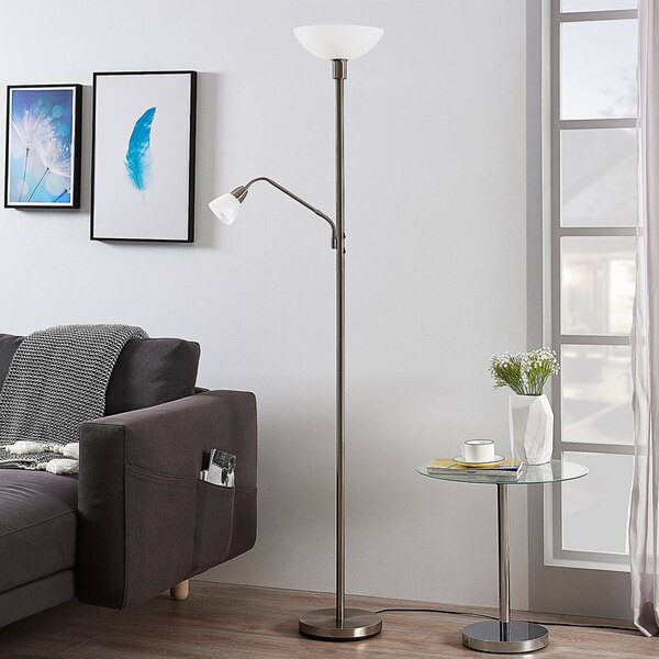 Lampa stojąca Jost Lindby, aluminiowy / szary / cynkowy, salon / jadalnia, metal, nowoczesny
