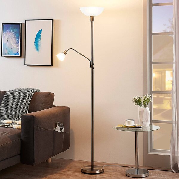 Lampa stojąca Jost Lindby, aluminiowy / szary / cynkowy, salon / jadalnia, metal, nowoczesny