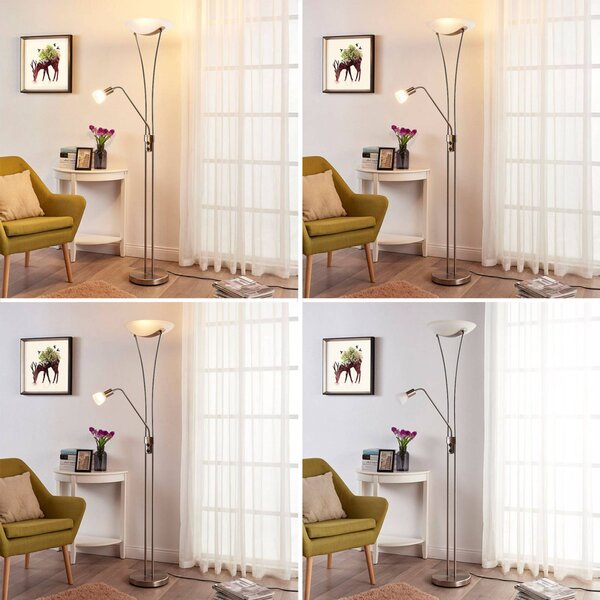 Lampa stojąca Felicia Lindby, aluminiowy / szary / cynkowy, salon / jadalnia, metal, nowoczesny
